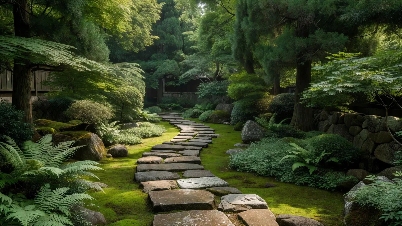 苔の石畳通路