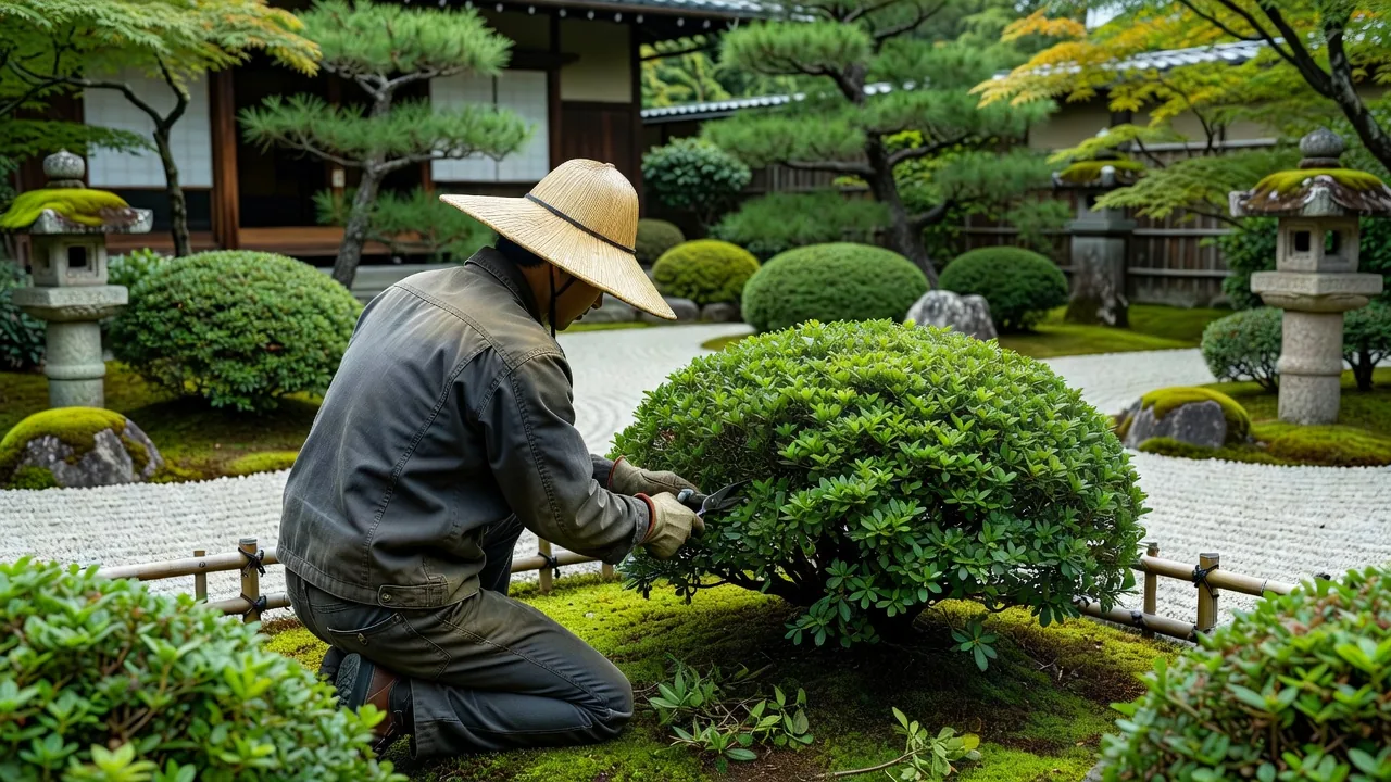 低木の剪定作業